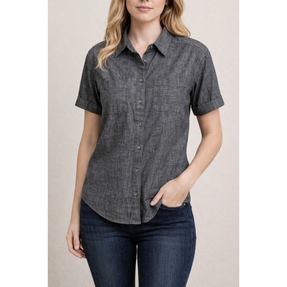 AG Mila Chambray Button Up Shirt Gray Women’s SMALL Adriano Goldschmied NWOT